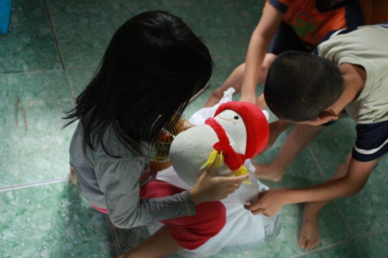 Children with toys from PEB Steel