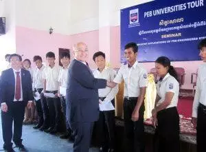 Mr. Sami Kteily -PEB Steel representative presented scholarships to students who have outstanding study results.